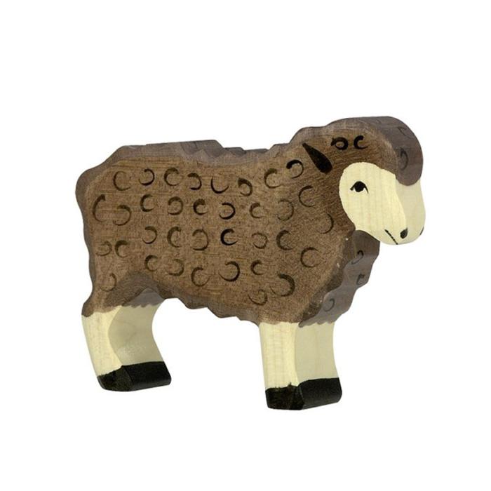 Holztiger-Schaf-stehend-Schwarz