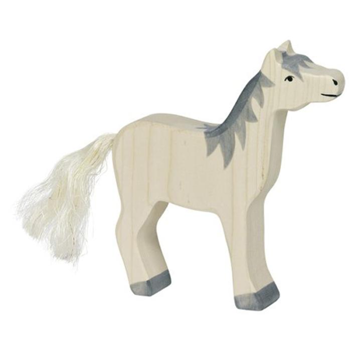 Holztiger-Pferd-Kopf-hoch-graue-Mähne
