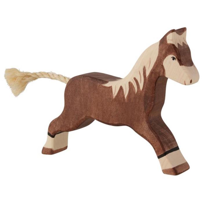 Holztiger-Pferd-laufend-dunkelbraun